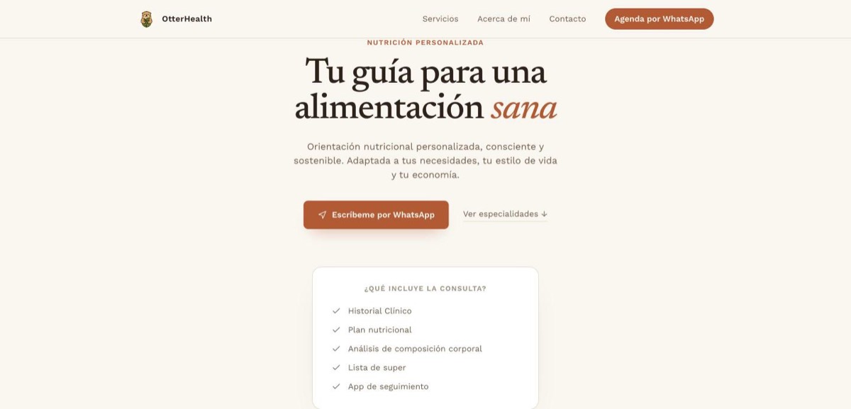 Captura del sitio de OtterHealth